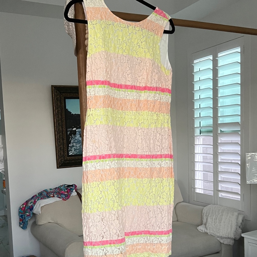 Ann Taylor Multicolor Lace Midi Dress great spring time dress ! Very well-made!